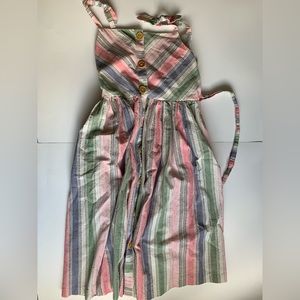 Bonnie Jean striped dress greens, pinks blue, and a hint of gold size 10 to 12